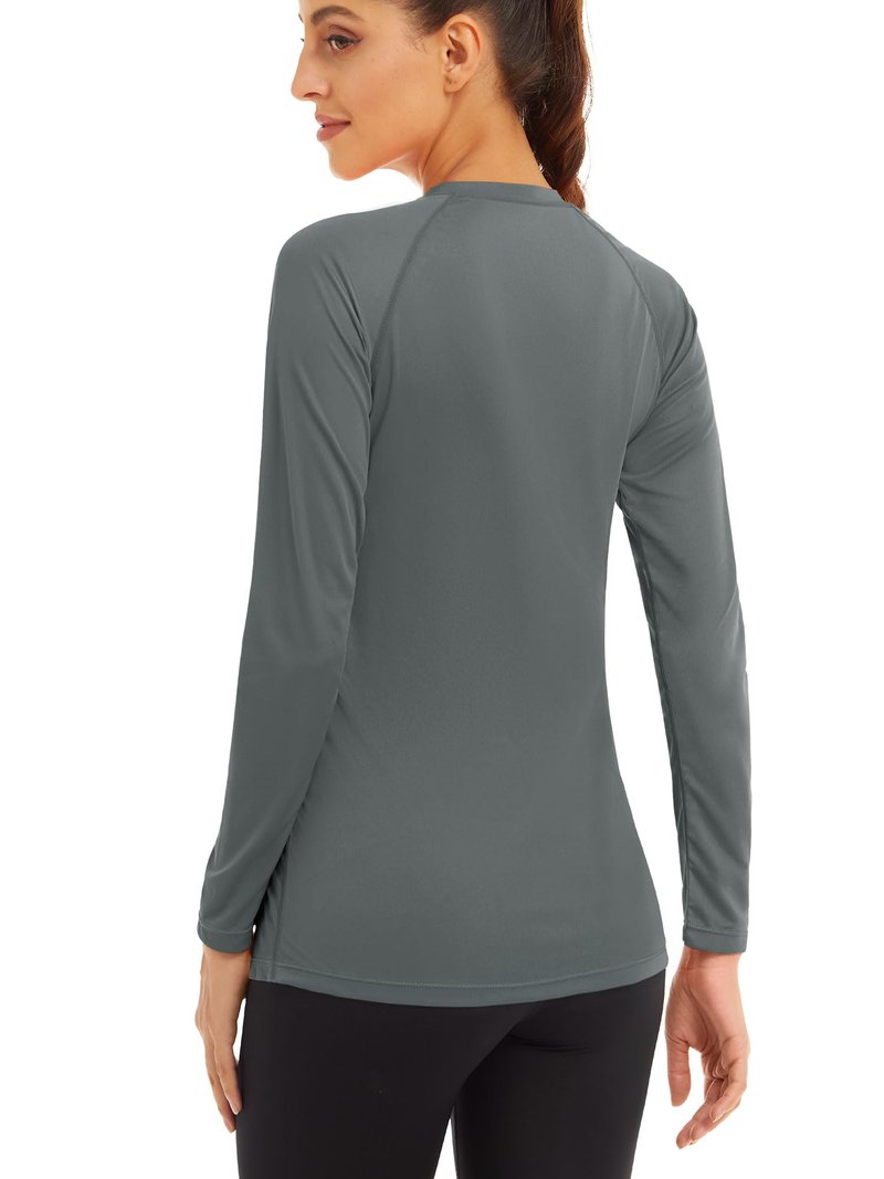 MAGCOMSEN UV Protection Shirts for Women Long Sleeve Shirts for Women Performance Shirts Casual Running Shirts Workout Shirts for Women Dark Grey