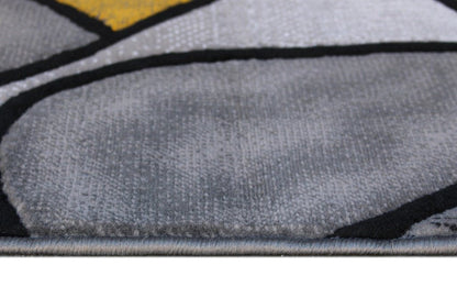 Masada Rugs, Modern Contemporary Area Rug, Yellow Grey Black (8 Feet X 10 Feet)