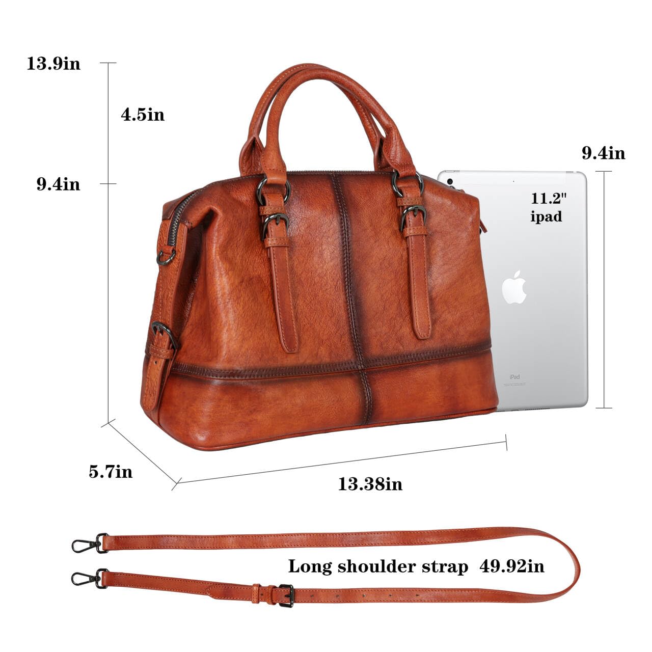HESHE Brown Leather Purses and Handbags Tote Bags Top Handle Handbags Shoulder Purse for Women Ladies Satchel Bags (Brown)