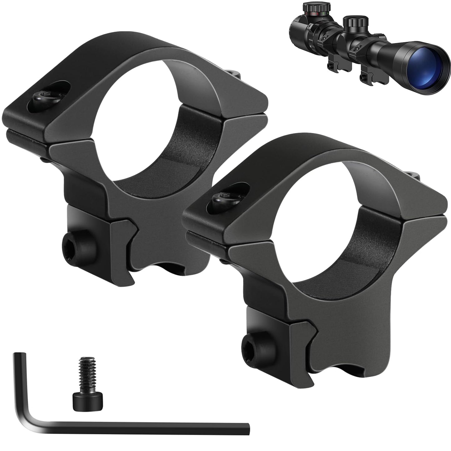 LONSEL 1'' Dovetail Scope Rings, 2 Pack High Profile or Medium Profile 1 Inch Scope Mount Rings for 11mm Dovetail Rails (Single Screw - Low Profile - 2 Pcs)