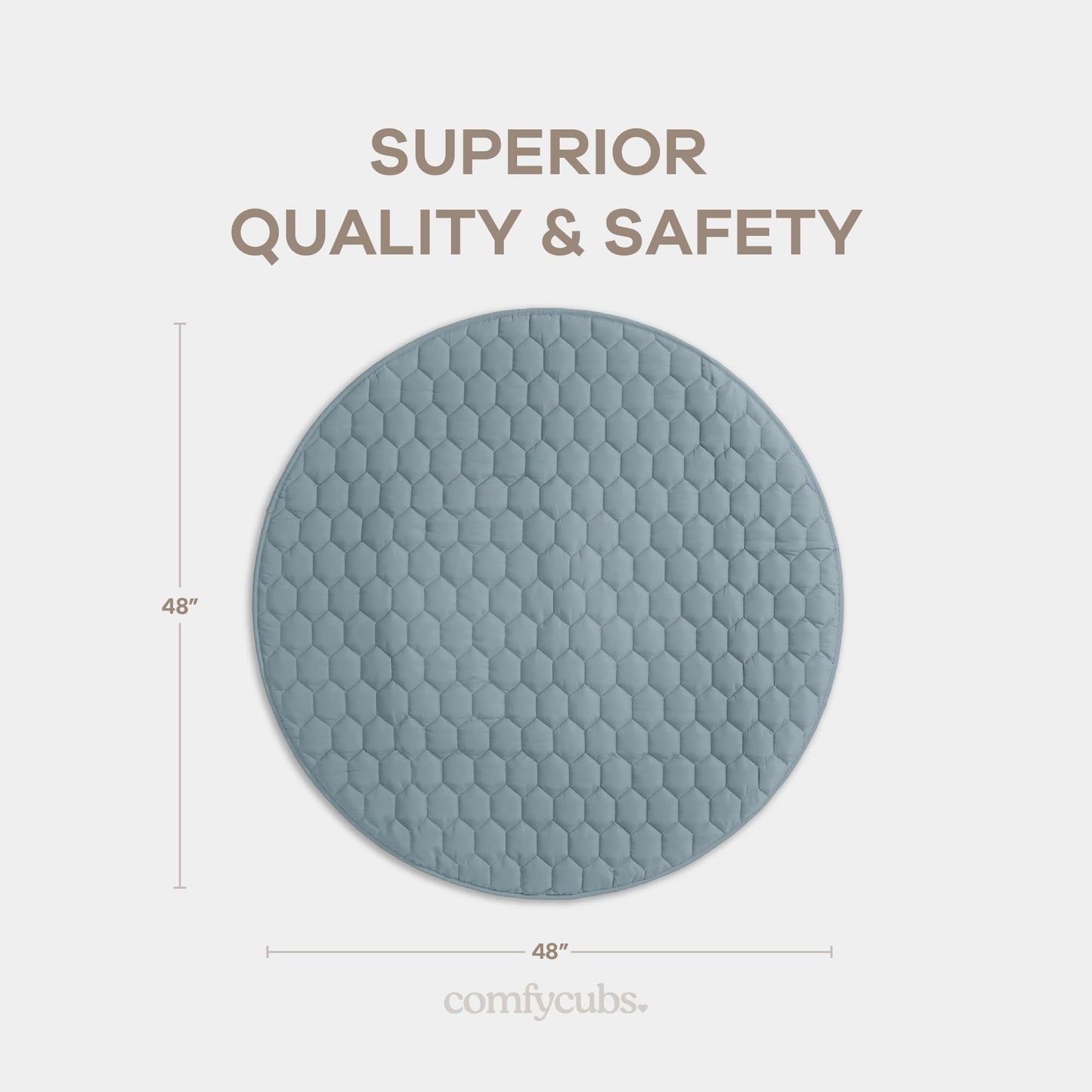 Comfy Cubs Round Kids Play Mat - Medium 48 inches Soft Quilted Baby Floor Mat with Non-Slip Bottom - Plush Design for Toddlers' Playtime - Comfortable and Durable - Pacific Blue