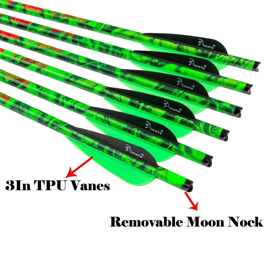Pinals Archery Camo 400 Grain Crossbow Bolts 22 20 inch Carbon Hunting Arrows Crossbolt 12PCS Green 20"