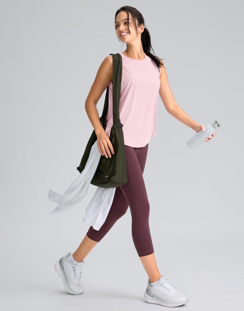 SANTINY Women's Sleeveless Workout Tops Breathable Lightweight Active Tennis Yoga Shirts Athletic Running Tank Tops for Women (Pink_M)