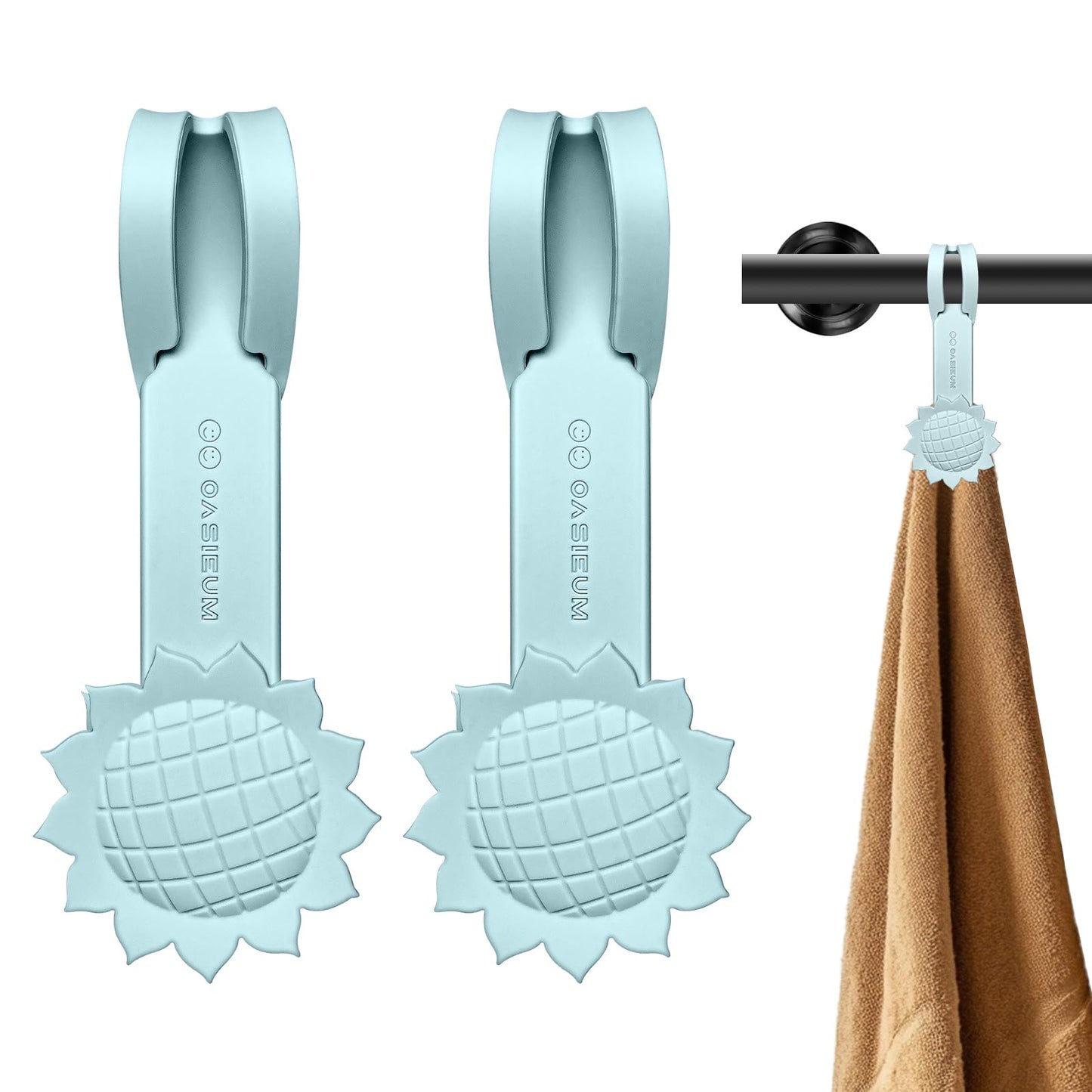 OASIEUM Magnetic Towel Clips 2Pack – Premium Multi-Scene Use Towel Hooks for Bathrooms, Kitchens, Showers & More – Keep Towels, Socks, Gloves, Aprons, and Small Tools Organized (Blue)