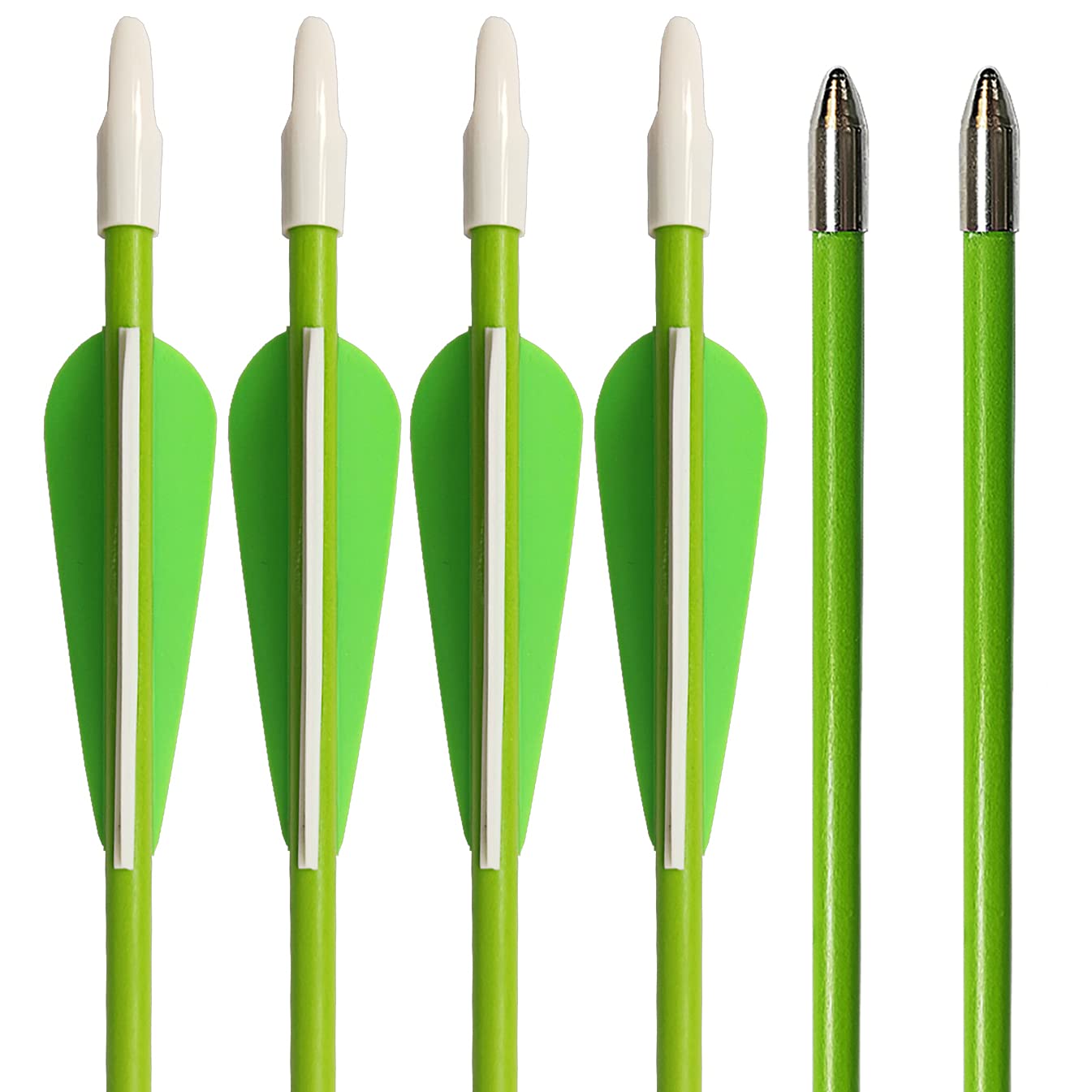PANDARUS Youth Safetyglass Arrows 28" Fiberglass Archery 26" Target Practice Arrows(Pack of 12) (28 inch Green)