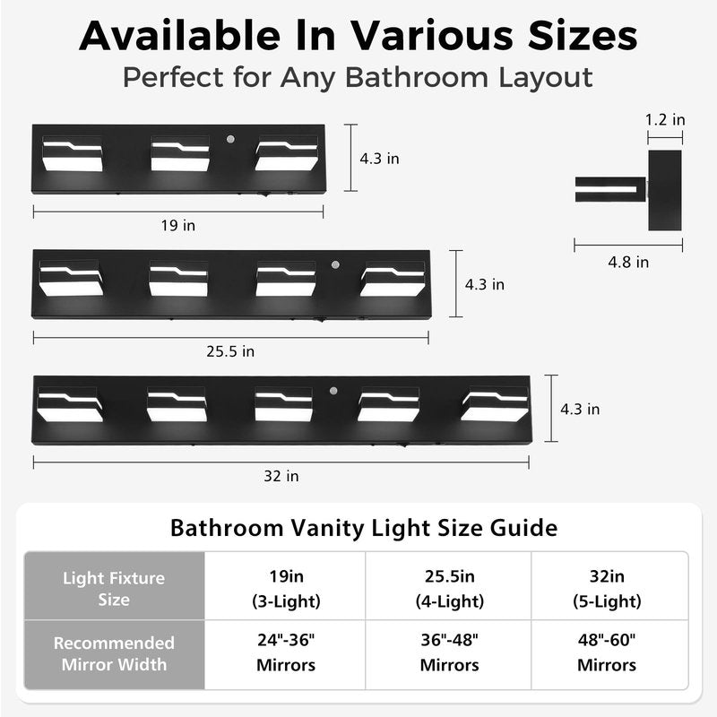 Merexcint LED Modern Bathroom Vanity Light Fixtures 3-Light, 19 inch 3CCT Dimmable Nickel Motion Sensor Vanity Lights for Bathroom Lighting Fixtures Over Mirror, with 350° Rotatable Acrylic Heads