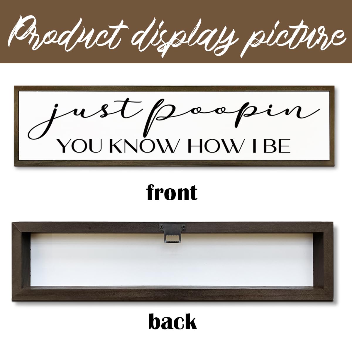 WKYAER Bathroom Wood Sign, Just Pooping You Know How I Be Sign, Funny Restroom Wall Decor, Toilet Humor Signs for Bathroom Decors, Shelf Decoration, Rustic Wood Hanging Signs, 17.8x4x1.2 inches