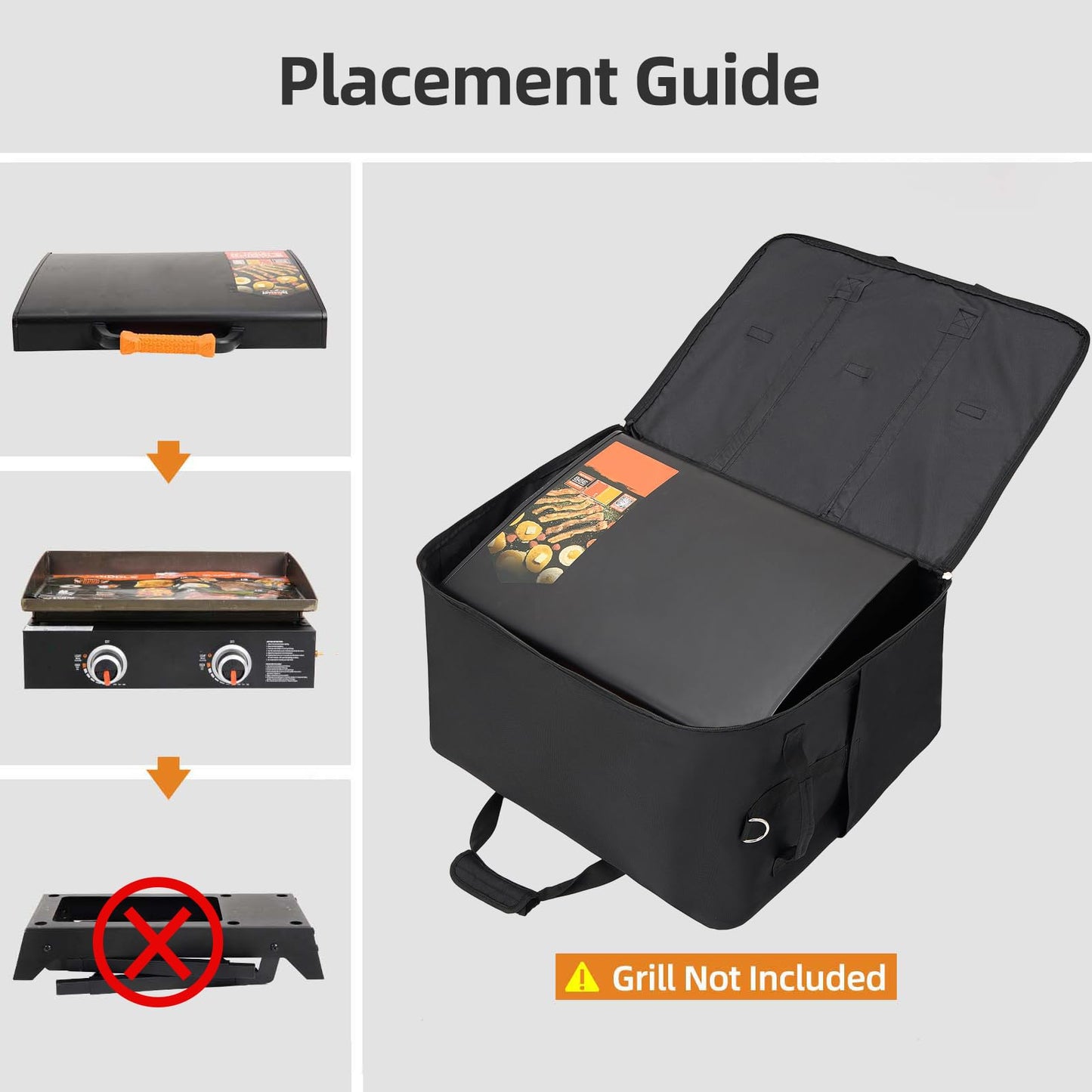 NOELIFE Carry Bag for Blackstone 22 inch Tabletop Griddle with Hood Lid, Reinforced Hardware & Rip-Proof Heavy Duty Fabric, Outdoor BBQ Grill Carrying Case, Black (Bag Only)