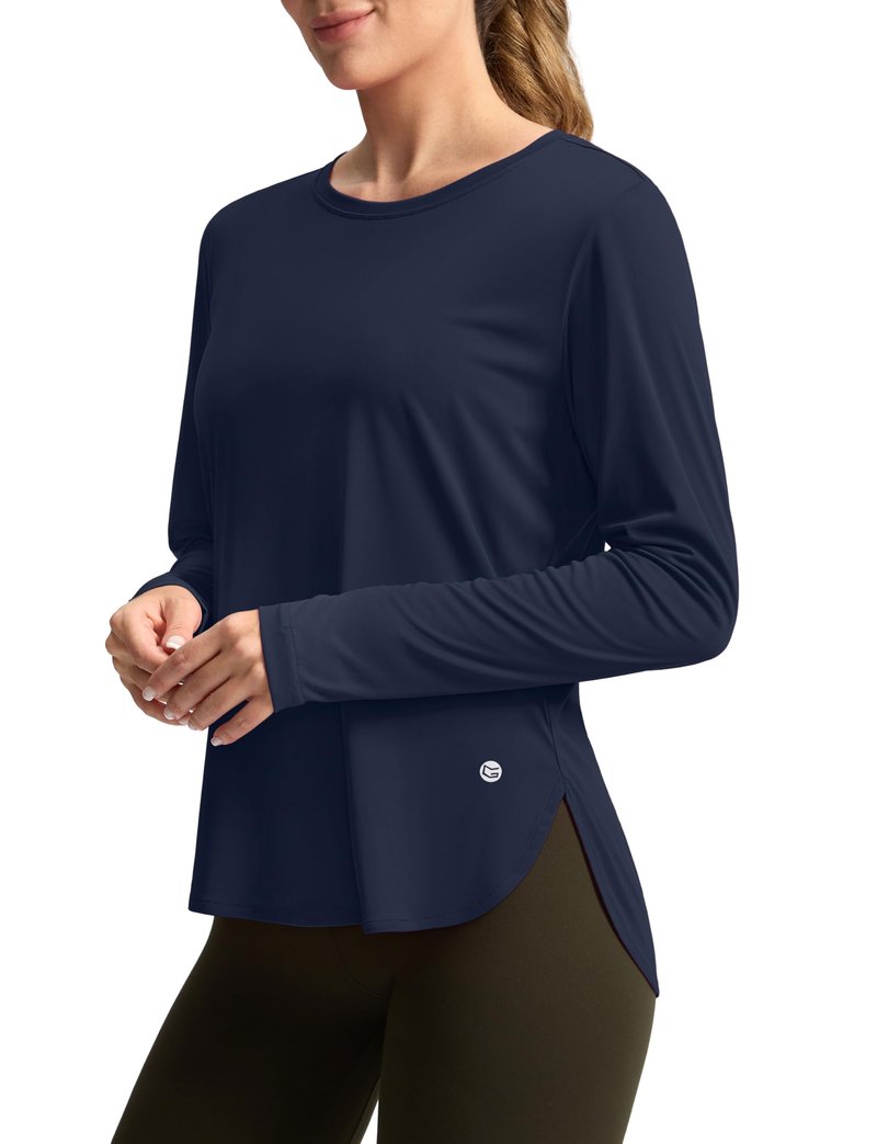 Women's Sun Shirts UPF 50+ Long Sleeve UV Protection Shirt Lightweight Quick Dry Workout Hiking Tops for Women(Navy,M)