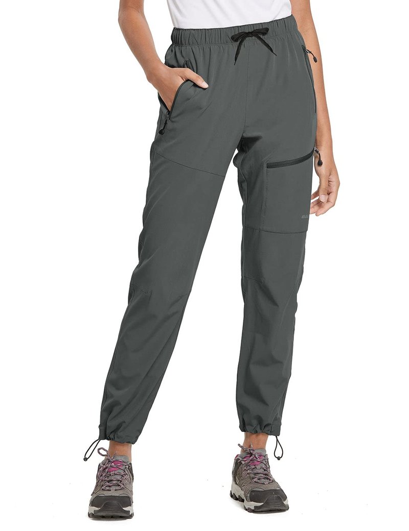 baleaf Women's Hiking Pants Quick Dry Water Resistant Lightweight Joggers Pant for All Seasons Elastic Waist Steel Gray Size XL
