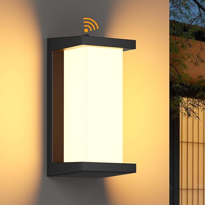 Dusk to Dawn Outdoor Wall Lamp Porch Lights,3 Color Modern Exterior Lighting Fixtures,Outdoor Waterproof for Front Porch Light,LED Wall Mount Sensor Outside Lights for House,Garage,Backyard