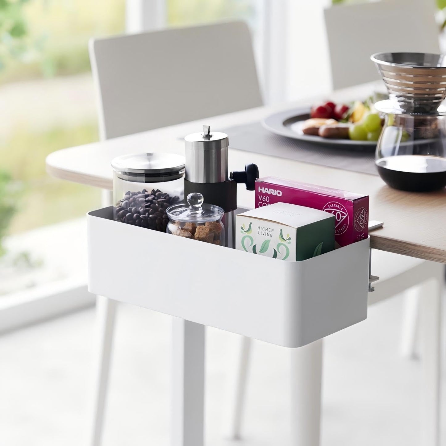 MAGSNOIC No Drill Desk Side Storage,Hanging Organizer,Clamp on Table Basket,Minimalist,Metal material,To Store Office Accessories, Gaming Devices,Storage for Office & Home,White