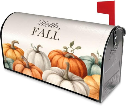 Festive Magnetic Mailbox Cover Pumpkin Fall Thanksgiving Outdoor Mailbox Protector Holiday Seasonal Decorative Garden Yard Home Standard Size 21 x 18 Inch