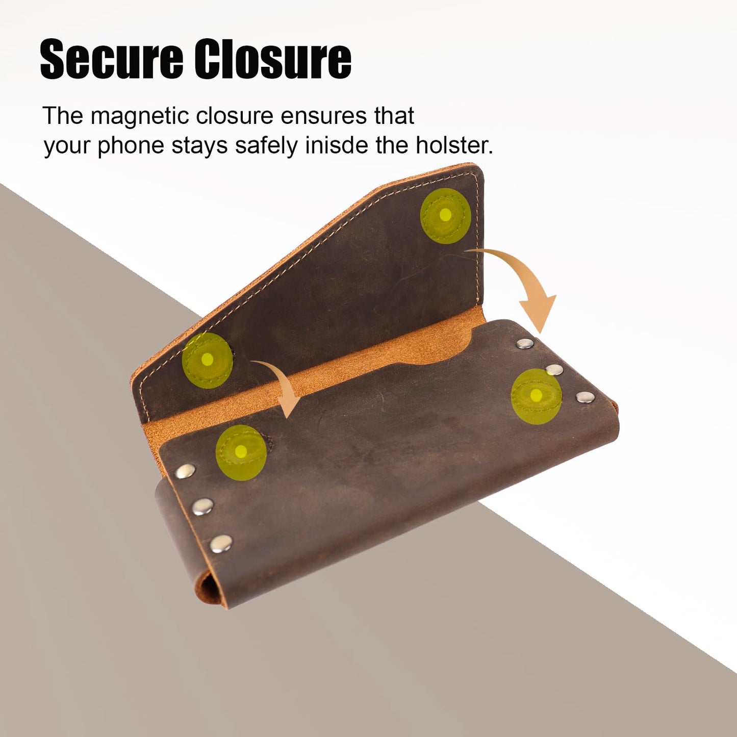 Topstache Leather Phone Holster for iPhone 17 Pro Max/17 Air- Magnetic Closure Belt Clip Cell Phone Case for Galaxy S25 Ultra- Card Holder Belt Pouch for Galaxy Z Fold 7/6/5/4/3, Darkbrown