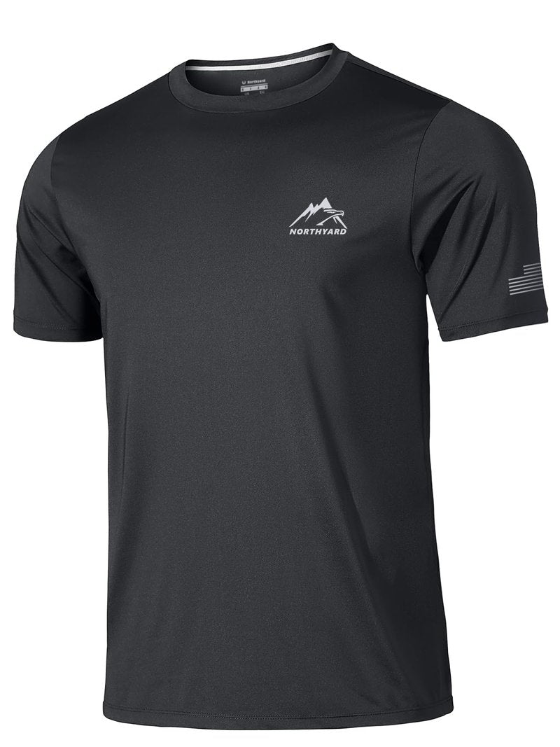 NORTHYARD Men's UPF 50+ Sun Protection Shirt Short Sleeve Swim Rash Guard SPF UV Athletic Workout Running T-Shirt Black XL