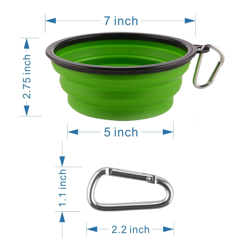 Large Collapsible Dog Bowls, 34oz Travel Water Food Bowls Portable Foldable Collapse Dishes with Carabiner Clip, 2 Pack (Purple+Red)