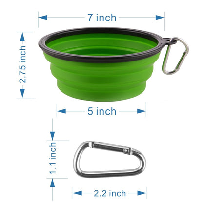 Large Collapsible Dog Bowls, 34oz Travel Water Food Bowls Portable Foldable Collapse Dishes with Carabiner Clip, 2 Pack (Purple+Red)