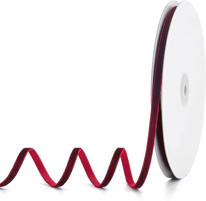 Burgundy Velvet Ribbon 1/4" x 20Yd,Great for Gift Wrapping,Hair Bows Making, Wreaths,Wedding and Christmas Party Decoration(Burgundy 1/4")