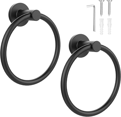 SetSail Towel Holder for Bathroom Wall Matte Black Towel Ring Stainless Steel