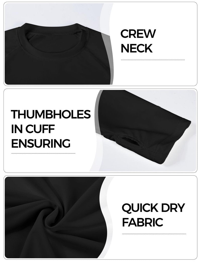 Rash Guard for Women UPF50+ Sun Shirt, Long Sleeve UV Protection Shirts Women Quick Dry Workout Shirts Hiking Swimming Tops (Large, Black)