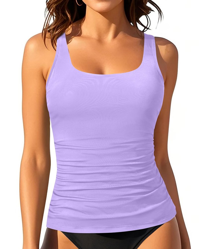 Aqua Eve Tankini Tops for Women Swimwear Top Only Tummy Control Bathing Suit Top No Bottom (Available in Plus) Lavender XL