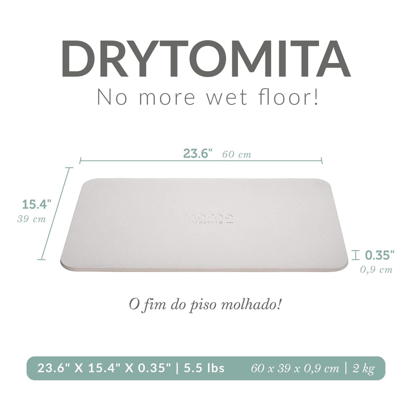 Momo Lifestyle Stone Bath Mat – Quick Dry Diatomaceous Earth Bath Mat, Non Slip Bathroom Shower Mat, Ultra Absorbent Diatomite Bath Stone, Linen Grey, 23.6 x 15.4”
