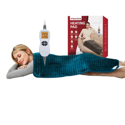 Ambershine 17''x33'' XXXL King Size Heating Pad with 12 Temperature Settings & 4 Auto-Off Countdown Timers, Pain Relief for Back/Neck/Shoulders/Abdomen/Legs, Christmas Gifts for mom dad (Dark Gray)