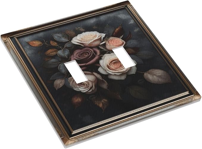 Decorative Art Light Switch Covers Elegant Rose Bouquet Art 2 Gang Double Toggle Wall Plate Decorative Switchcover Electrical Switchplate for Home Decor