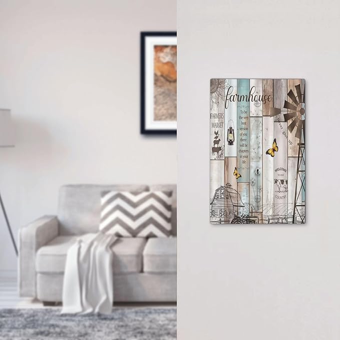 Rustic Western Farmhouse Windmill 1 Gang Decorative light switch plate Cover Vintage Barn Wooden Plank Inspirational Quote Blank Wall Plate No Device Switchplate Electrical Faceplate