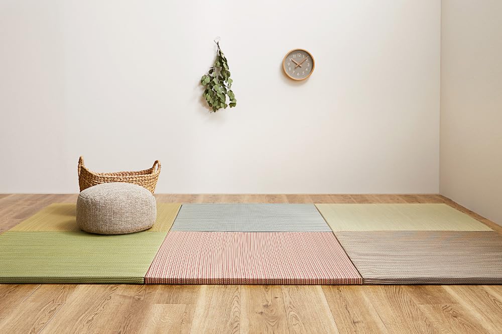パレットライフ PaletteLife Rimless Lightweight Portable Tatami Mats, Set of 6, Brown, 32.3 x 32.3 x 1.0 inches (82 x 82 x 2.5 cm), Modular Tatami Mattress