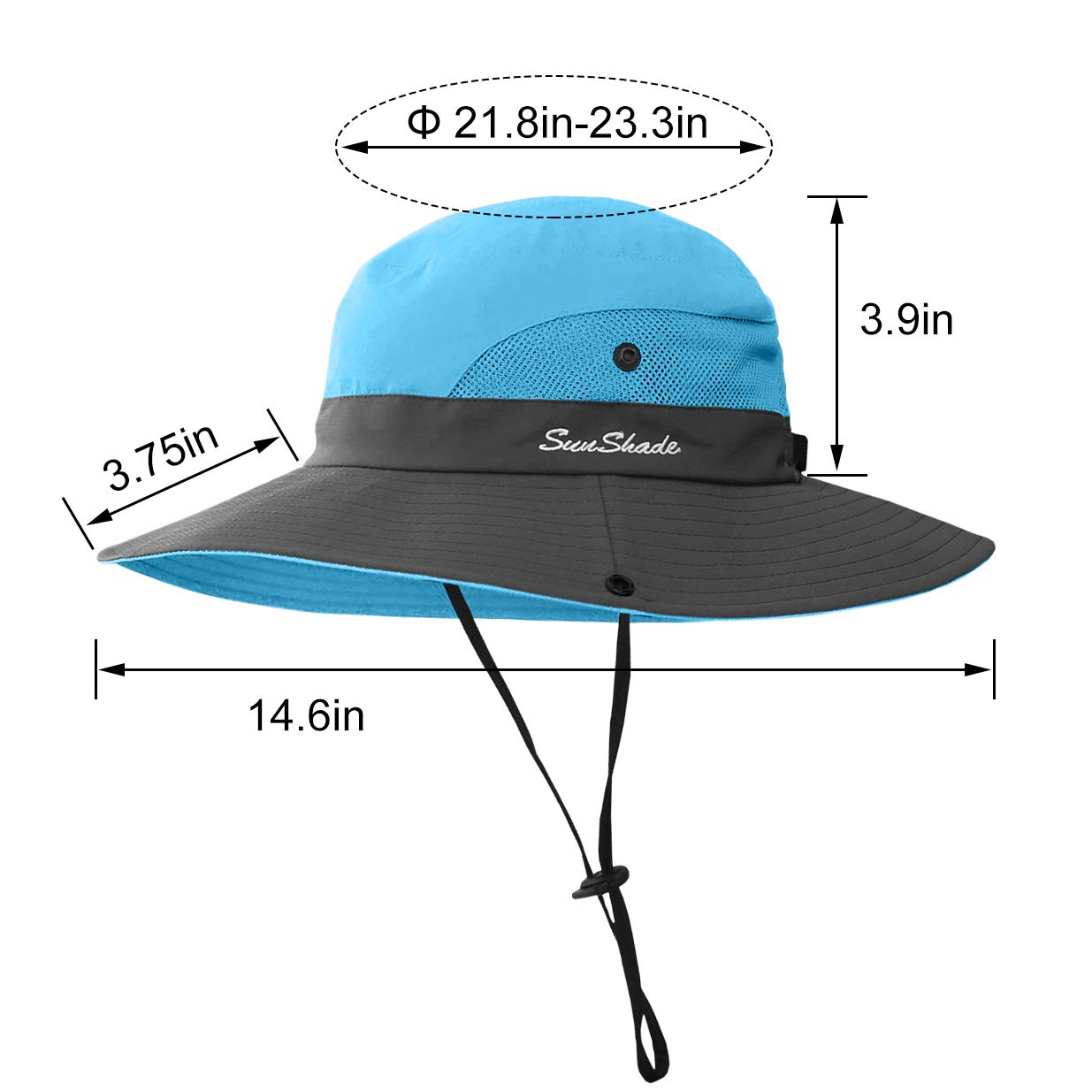 6 Pieces Womens Ponytail Wide Brim Sun Hat Packable UV Protection Beach Cap for Fishing & Hiking