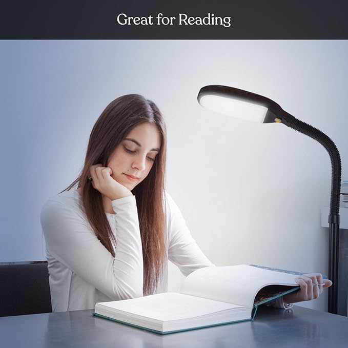 Brightech Litespan - Bright LED Floor Reading Lamp for Over Chair Crafts and Reading, Estheticians' Light for Lash Extensions, Adjustable Standing Lamp for Living Room, Bedroom, Office - Havana Brown