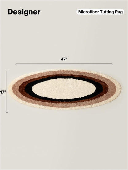 WENSHUO Ripple Oval Rug - Retro Brown Area Rug,Microfiber Absorbent Non-Slip Throw Rug,TPR Non-Slip Bottom, （47.3" L × 17.72" W）