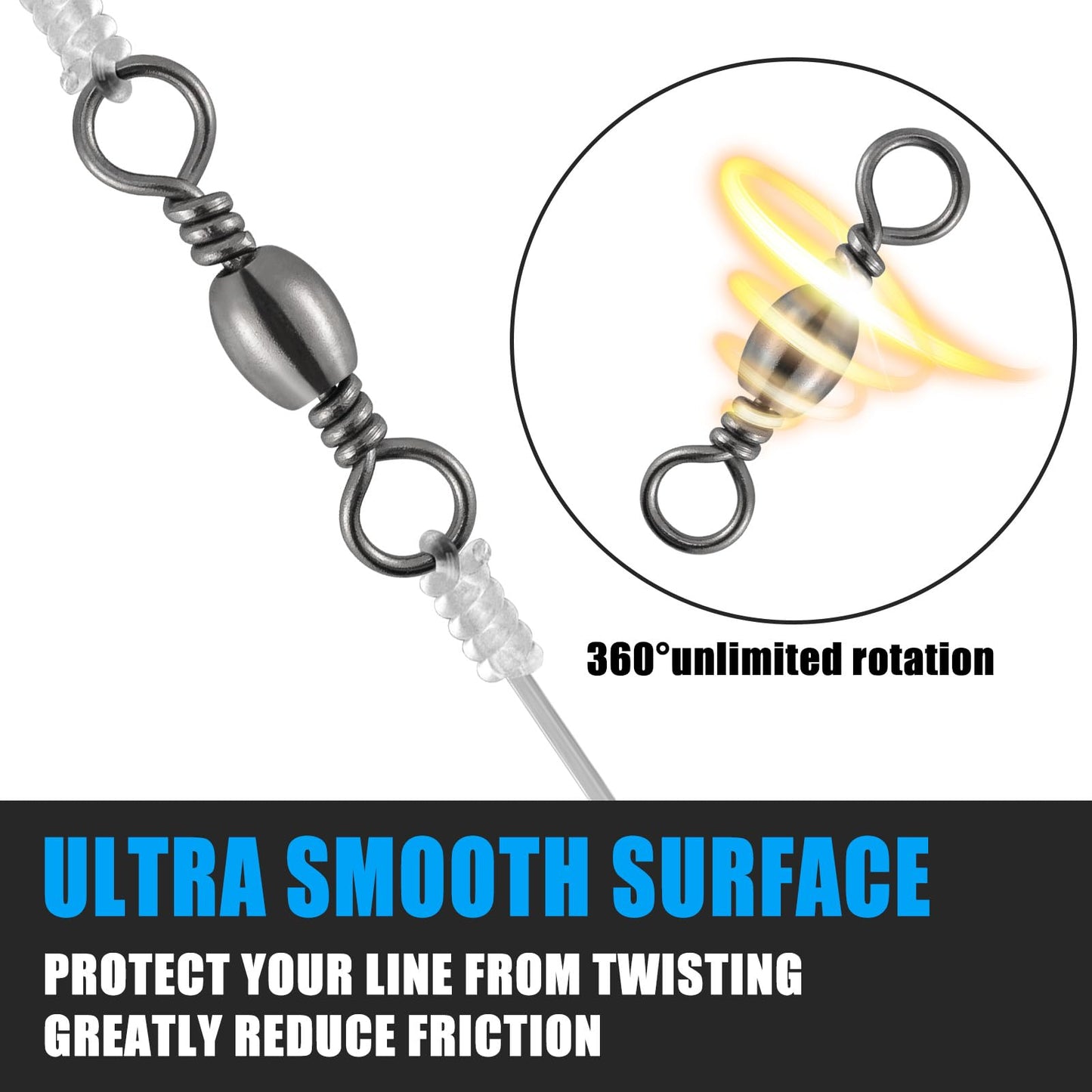 Dr.Fish 50 Pack Barrel Swivels Fishing Tackles, Fishing Swivels for Salwater & Freshwater, Available from #16-#6/0, Leader Line Lure Connector #10 35Lb