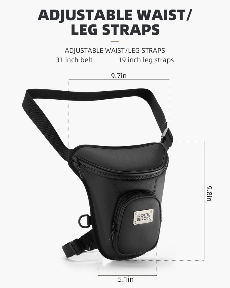 ROCKBROS Drop Leg Bag for Men Women - Motorcycle Thigh Bag with Removable Leg Harness for Hiking, Climbing, Cycling, Fishing, Riding, Travel