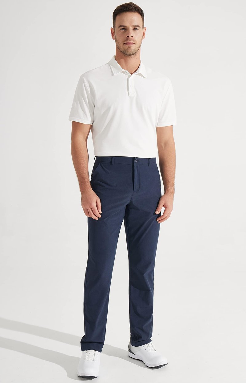 Libin Men's All Day Comfy Golf Pants Work Dress Pants 34" Quick Dry Lightweight Business Casual Trousers for Men with Pockets, Navy Blue, 40W x 34L