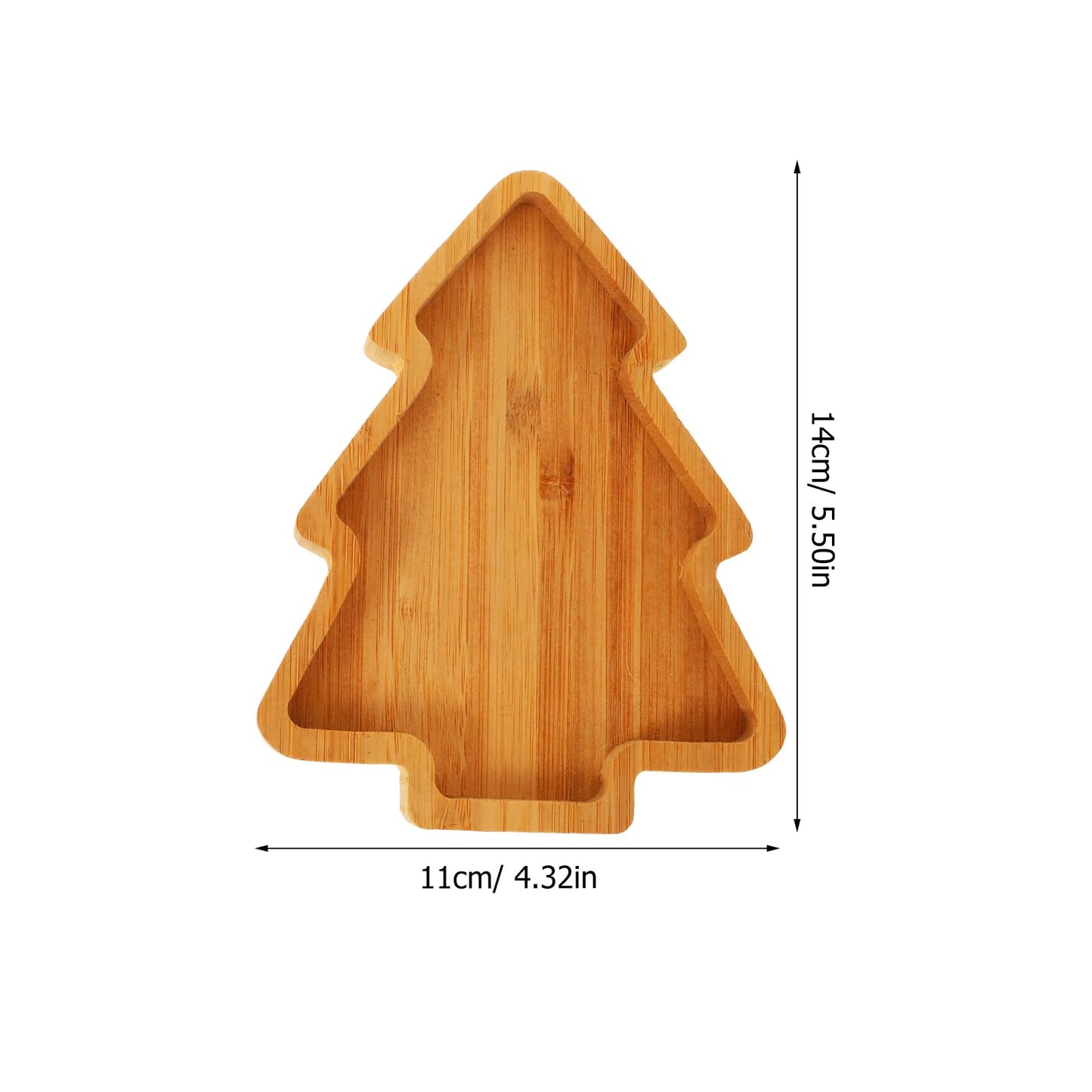 2pcs Christmas Tree Tray Small Xmas Tree Shaped Fruit Tray Snack Appetizer Plate Bamboo Serving Dish for Holiday Parties and Everyday Use