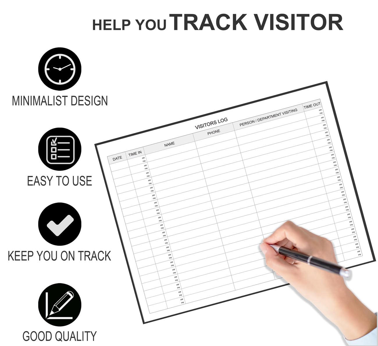 Visitors Register Book - Visitor Log Book with 120 Pages, 9" X 7", Black Hardbound Cover, Wedding Reception and Events Reception Supplies