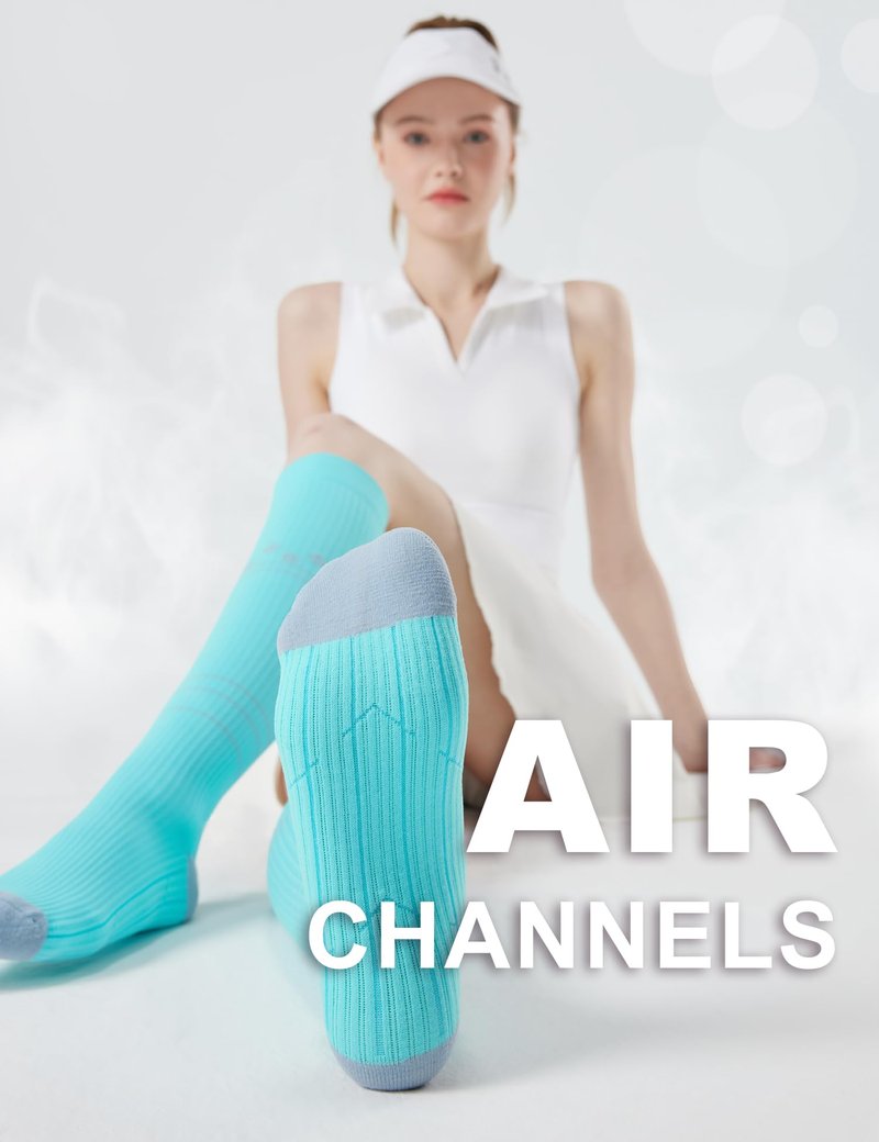 FITRELL 3 Pairs Compression Socks for Women and Men 20-30mmHg - Support for Travel, Running, Nurse, Knee High, Mint/Peachy/Haze Blue L/XL