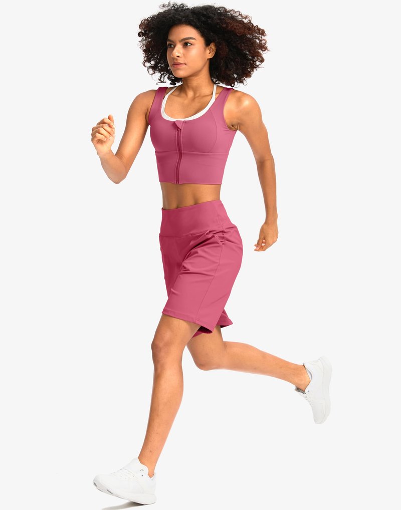 G Gradual Women's Bermuda Long Shorts with Pockets 7" High Waisted Knee Length Shorts for Women Walking Athletic Workout(Briar Rose-L7,XXL)