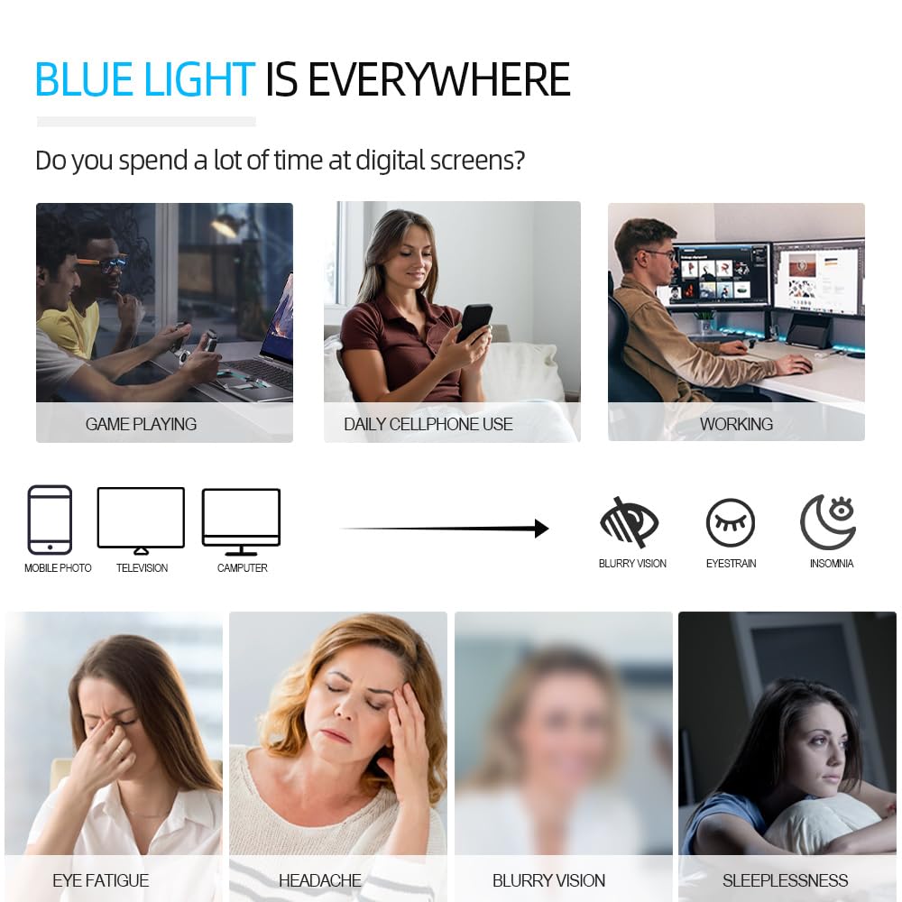 NZKNP Blue Light Glasses for Woman Men,Bluelight Glasses Womens,Blue Light Blocking Clear Black Fake Gaming Glass Accessories Computer Glass
