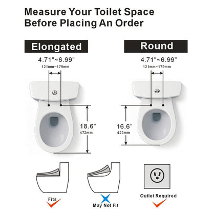 XCQQ Electric Bidet Toilet Seat with Remote, Heated Toilet Seat, Instant Warm Water, Warm Air Dryer, Rear & Feminine with Oscillating Cleansing, Night Light, Slow Close Lid, LED Display - Elongated