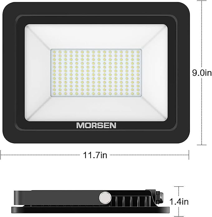 MORSEN 200W Flood Light Outdoor Plug in - 20000LM 5000K LED Flood Light, IP66 Waterproof, UL Listed Daylight Security Lights for Garden, Yard, Garage, Stadium, 2 Pack