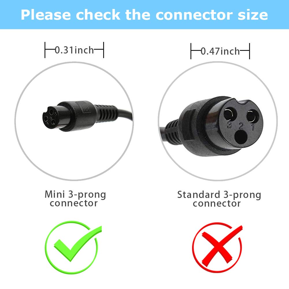42V 2A Power Adapter PowerFast Mini 3-Prong Inline Connector for Pocket Mod, Sports Mod, and Dirt Quad Lithium Battery Charger