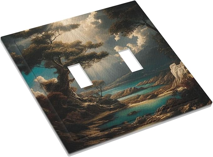 Decorative Art Light Switch Covers Sunburst Over the Wilderness 2 Gang Double Toggle Wall Plate Decorative Switchcover Electrical Switchplate for Home Decor