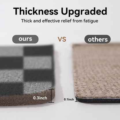 YDKGL Kitchen Mats for Floor Kitchen Rugs Non Slip Washable, Super Absorbent Linen-Look Woven Runner Rug, Kitchen Sink Mat Standing Mat, Black Gray Checkered 17"x47"