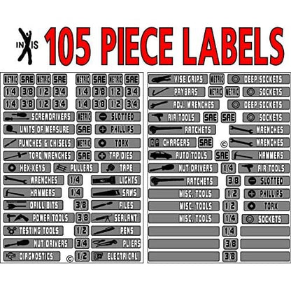 INXIS 105 Piece Tool Box Organizer Labels