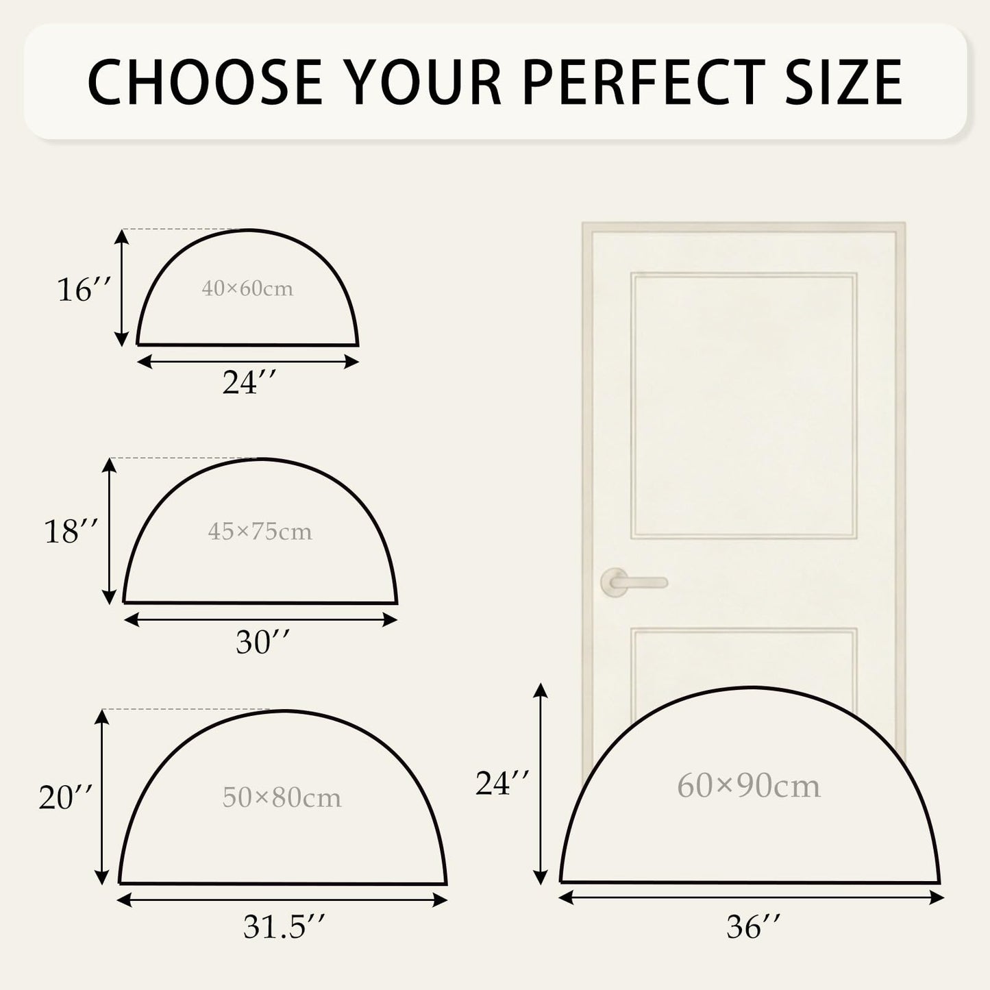Half Circle Bath Mat Classical Stripe Semicircular Doormat Soft Non Slip Absorbent Quick Dry Diatomite Stone Area Rugs Khaki Drying Shower Mat for Bathroom Floor Bathtub Entryway Porch Kitchen 18"x30"