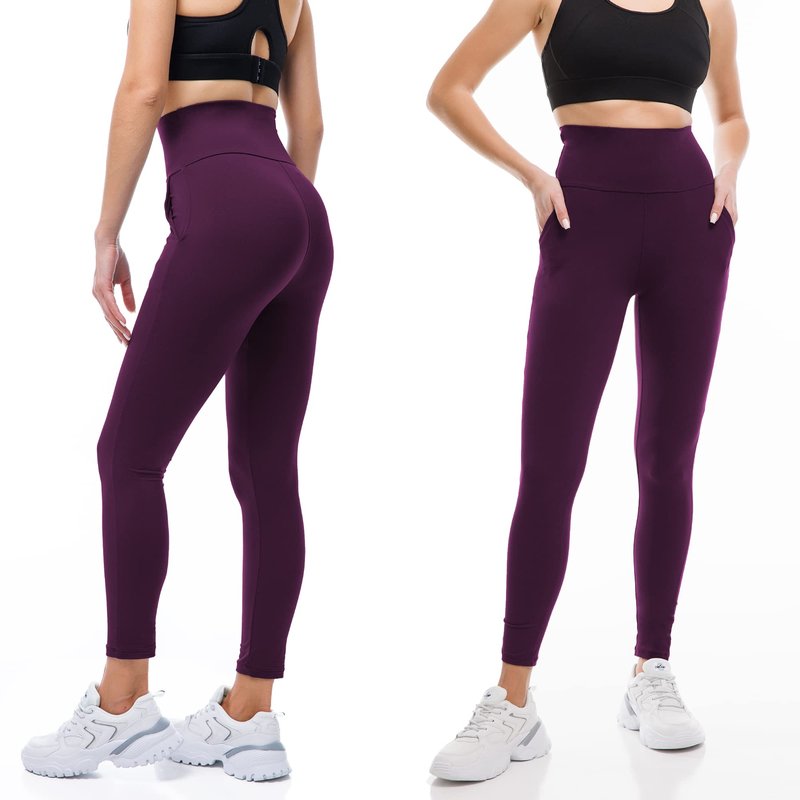 Ipletix Leggings with Pockets for Women, High Waisted Leggings Buttery Soft Non See Through Workout Yoga Pants Dark Purple