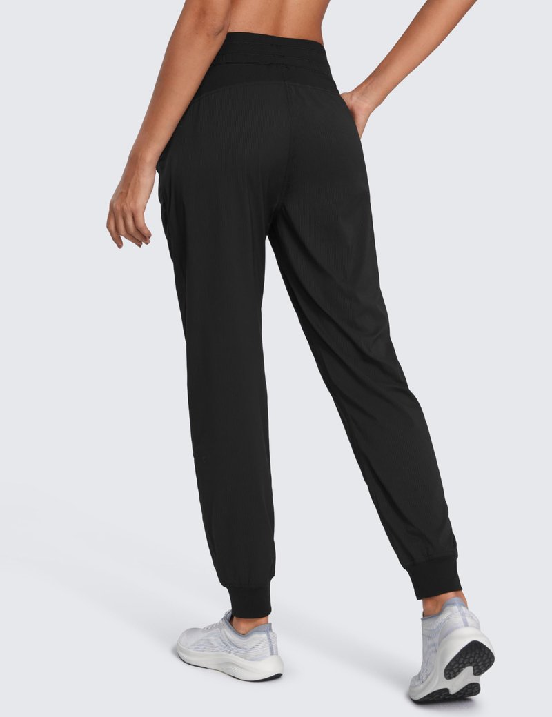 CRZ YOGA Lightweight Workout Joggers for Women 28.5" High Waisted Outdoor Running Casual Track Pants with Pockets Black Large
